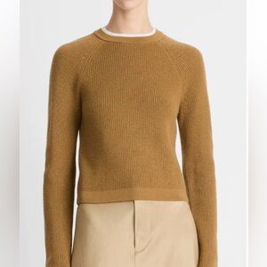 NWT $345 VINCE CONTRAST TRIM MERINO WOOL & CASHMERE SWEATER-LARGE-FLAW (PILLING)